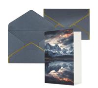 Biglietti di auguri con buste Thinking of You, biglietto vuoto con riflesso di nuvole e montagne, biglietti di auguri per compleanno, baby shower, congratulazioni, matrimonio, ringraziamento, tutte le
