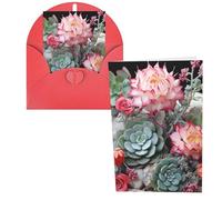 Biglietti di auguri con cactus, fiori rossi succulenti, bonsai, biglietti di ringraziamento, biglietti di auguri, biglietti di auguri di compleanno, biglietti di San Valentino, per laurea, inviti per