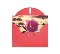 Biglietti di auguri con fiori nel deserto, colore rosso perlato, 15 x 10 cm, con buste per compleanni, matrimoni e condoglianze