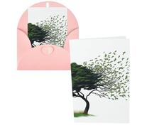 Biglietti di auguri con grande albero che soffia nel vento, biglietti vuoti con buste, biglietti di ringraziamento, biglietti di auguri, biglietti di San Valentino, per laurea, inviti per feste di