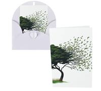 Biglietti di auguri con grande albero che soffia nel vento, biglietti vuoti con buste, biglietti di ringraziamento, biglietti di auguri, biglietti di San Valentino, per laurea, inviti per feste di