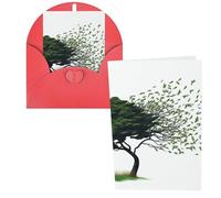 Biglietti di auguri con grande albero che soffia nel vento, biglietti vuoti con buste, biglietti di ringraziamento, biglietti di auguri, biglietti di San Valentino, per laurea, inviti per feste di
