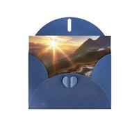 Biglietti di auguri con paesaggio alba montagna, cartoncino glitterato su entrambi i lati, per Natale, compleanno, San Valentino, inviti per matrimoni e feste, buste incluse