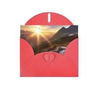 Biglietti di auguri con paesaggio alba montagna, cartoncino glitterato su entrambi i lati, per Natale, compleanno, San Valentino, inviti per matrimoni e feste, buste incluse