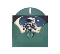 Biglietti di auguri con stampa astronauta sulla luna, con buste, vacanze, compleanni, matrimoni e tutte le occasioni
