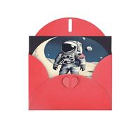 Biglietti di auguri con stampa astronauta sulla luna, con buste, vacanze, compleanni, matrimoni e tutte le occasioni
