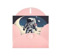 Biglietti di auguri con stampa astronauta sulla luna, con buste, vacanze, compleanni, matrimoni e tutte le occasioni
