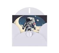 Biglietti di auguri con stampa astronauta sulla luna, con buste, vacanze, compleanni, matrimoni e tutte le occasioni
