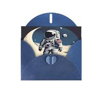 Biglietti di auguri con stampa astronauta sulla luna, con buste, vacanze, compleanni, matrimoni e tutte le occasioni
