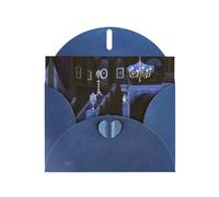 Biglietti di auguri con stampa blu infestata di Halloween, 15,2 x 10,2 cm, con busta, perfetti per scrivere saluti e note di ringraziamento