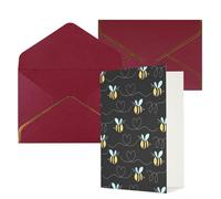 Biglietti di auguri con stampa di api volanti per tutte le occasioni, interno vuoto, con busta, adatti per amici e familiari