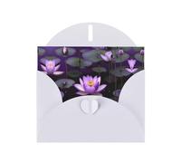 Biglietti di auguri con stampa di fiori di loto viola, biglietti di ringraziamento, biglietti di invito per feste