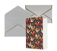 Biglietti di auguri con stampa di galline carine per tutte le occasioni, interno vuoto, con busta, adatti per amici e familiari