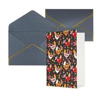 Biglietti di auguri con stampa di galline carine per tutte le occasioni, interno vuoto, con busta, adatti per amici e familiari