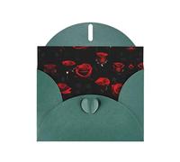 Biglietti di auguri con stampa di molte rose rosse e sfondo nero, biglietti di ringraziamento per feste