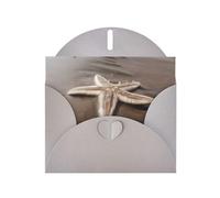 Biglietti di auguri con stampa di stelle marine sulla spiaggia, 15,2 x 10,2 cm, con busta, perfetti per scrivere saluti e note di ringraziamento