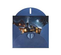 Biglietti di auguri con stampa di treno ferroviario notturno di neve invernale - Biglietti di ringraziamento per feste di invito per feste