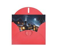 Biglietti di auguri con stampa di treno ferroviario notturno di neve invernale - Biglietti di ringraziamento per feste di invito per feste