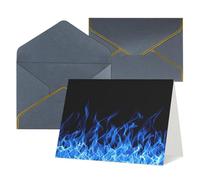 Biglietti di auguri con stampa fiamma blu per tutte le occasioni, interno vuoto, con busta, adatti per amici e familiari