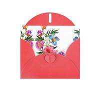 Biglietti di auguri con stampa floreale rossa dipinta a mano, 15,2 x 10,2 cm, con busta, perfetti per scrivere saluti e note di ringraziamento