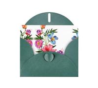Biglietti di auguri con stampa floreale verde scuro dipinto a mano, 15,2 x 10,2 cm, con busta, perfetti per scrivere saluti e note di ringraziamento