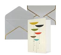 Biglietti di auguri con stampa moderna di metà secolo per tutte le occasioni, interno bianco, con busta, adatti per amici e familiari