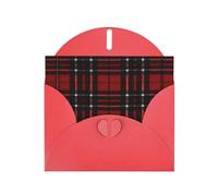 Biglietti di auguri con stampa rossa a quadri rossi e neri, 15,2 x 10,2 cm, con busta, perfetti per scrivere saluti e note di ringraziamento