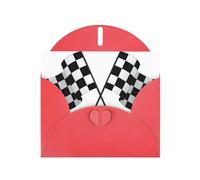 Biglietti di auguri con stampa rossa con bandiera a scacchi, 15,2 x 10,2 cm, con busta, perfetti per scrivere saluti e note di ringraziamento