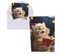 Biglietti di auguri di ringraziamento con buste, biglietto di buon compleanno, simpatico gatto canta, canti natalizi, biglietti di auguri di Natale, 10 x 15 cm, biglietti vuoti per feste e tutte le