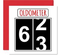 Biglietti di auguri divertenti per il 63° compleanno per uomini e donne - Oldometer - Biglietto di auguri per papà mamma nonna, nonna, zio, zio, cugino, 145mm, biglietto di auguri per 63° compleanno