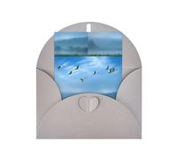 Biglietti di auguri in carta bianca con stampa di uccelli che volano via sopra il cielo, biglietti di auguri verticali, buste per ringraziamento, inviti