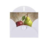 Biglietti di auguri in carta bianca perlescente 10,2 x 15,2 cm, motivo YYHHAOFA ciliegie e pere, per Natale, compleanno, anniversario di matrimonio e inviti per feste