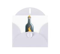 Biglietti di auguri in carta bianca perlescente 10,2 x 15,2 cm, motivo YYHHAOFA Flame in una bottiglia di vetro, per Natale, compleanno, anniversario di matrimonio e inviti per feste