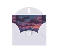 Biglietti di auguri in carta bianca perlescente 10,2 x 15,2 cm, motivo YYHHAOFA Twilight on the Mountain, per Natale, compleanno, anniversario di matrimonio e inviti per feste