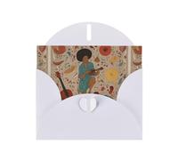 Biglietti di auguri in carta bianca perlescente 10,2 x 15,2 cm, motivo YYHHAOFA Woman che suona la chitarra, per Natale, compleanno, anniversario di matrimonio e inviti per feste