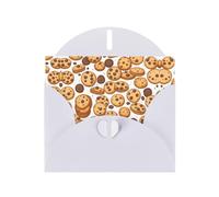 Biglietti di auguri in carta bianca perlescente 10,2 x 15,2 cm YYHHAOFA Cookies Food Chocolate Chip Biscotti Pattern per Natale, compleanno, anniversario di matrimonio e inviti per feste