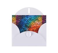 Biglietti di auguri in carta bianca perlescente 10,2 x 15,2 cm YYHHAOFA Rainbow frammenti squame di pesce modello biglietti di auguri per Natale, compleanno, anniversario di matrimonio e inviti per