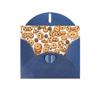 Biglietti di auguri in carta blu perlescente 10,2 x 15,2 cm, motivo: biscotti YYHHAOFA con motivo con biscotti e gocce di cioccolato, per Natale, compleanno, anniversario di matrimonio e inviti per