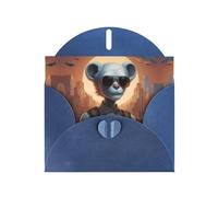 Biglietti di auguri in carta blu perlescente con motivo di gatto tecnologico, 15 x 10 cm, con buste per compleanni, matrimoni e condoglianze