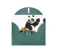 Biglietti di auguri in carta perlata con panda gigante che conosce il kung fu, 15 x 10 cm, con buste per compleanni, matrimoni e condoglianze