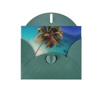 Biglietti di auguri in carta perlata verde scuro con motivo Isole dei Caraibi, 15 x 10 cm, con buste per compleanni, matrimoni e condoglianze