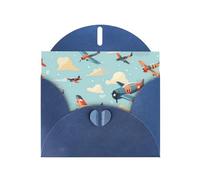 Biglietti di auguri in carta perlescente blu 10,2 x 15,2 cm, motivo aereo della guerra mondiale YYHHAOFA per Natale, compleanno, anniversario di matrimonio e inviti per feste