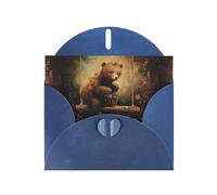 Biglietti di auguri in carta perlescente blu 10,2 x 15,2 cm, motivo: orsetto YYHHAOFA che gioca nell'acqua, per Natale, compleanno, anniversario di matrimonio e inviti per feste