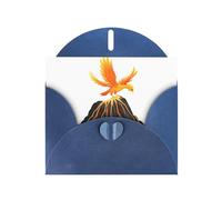 Biglietti di auguri in carta perlescente blu 10,2 x 15,2 cm, motivo YYHHAOFA Phoenix sul vulcano, per Natale, compleanno, anniversario di matrimonio e inviti per feste
