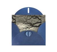 Biglietti di auguri in carta perlescente blu 10,2 x 15,2 cm, motivo YYHHAOFA Tree rami nel vento, per Natale, compleanno, anniversario di matrimonio e inviti per feste