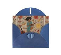 Biglietti di auguri in carta perlescente blu 10,2 x 15,2 cm, motivo YYHHAOFA Woman che suona la chitarra, per Natale, compleanno, anniversario di matrimonio e inviti per feste