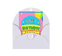 Biglietti di auguri in carta perlescente con buste, perlescenti su entrambi i lati, adatti per auguri di festa e inviti. Palloncino di buon compleanno bianco