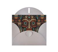 Biglietti di auguri in carta perlescente con motivo totem tribale primitivo, 15 x 10 cm, con buste per compleanni, matrimoni e condoglianze