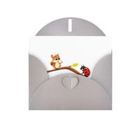 Biglietti di auguri in carta perlescente grigia 10,2 x 15,2 cm, motivo: conversazione YYHHAOFA tra coccinella e scoiattolo, per Natale, compleanno, anniversario di matrimonio e inviti per feste