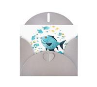 Biglietti di auguri in carta perlescente grigia 10,2 x 15,2 cm, motivo: pesce YYHHAOFA nei frammenti, per Natale, compleanno, anniversario di matrimonio e inviti per feste